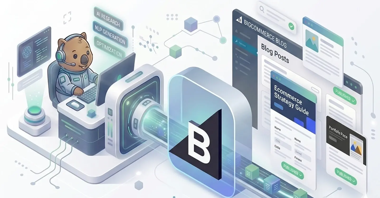 RapidWombat automatically publishing AI-generated articles via BigCommerce