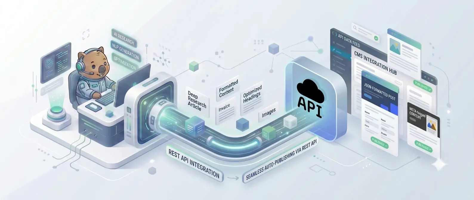 RapidWombat automatically publishing AI-generated articles via the REST API