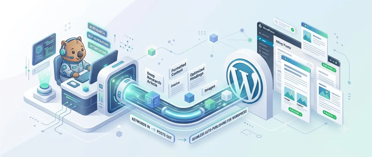 RapidWombat automatically publishing AI-generated articles to WordPress